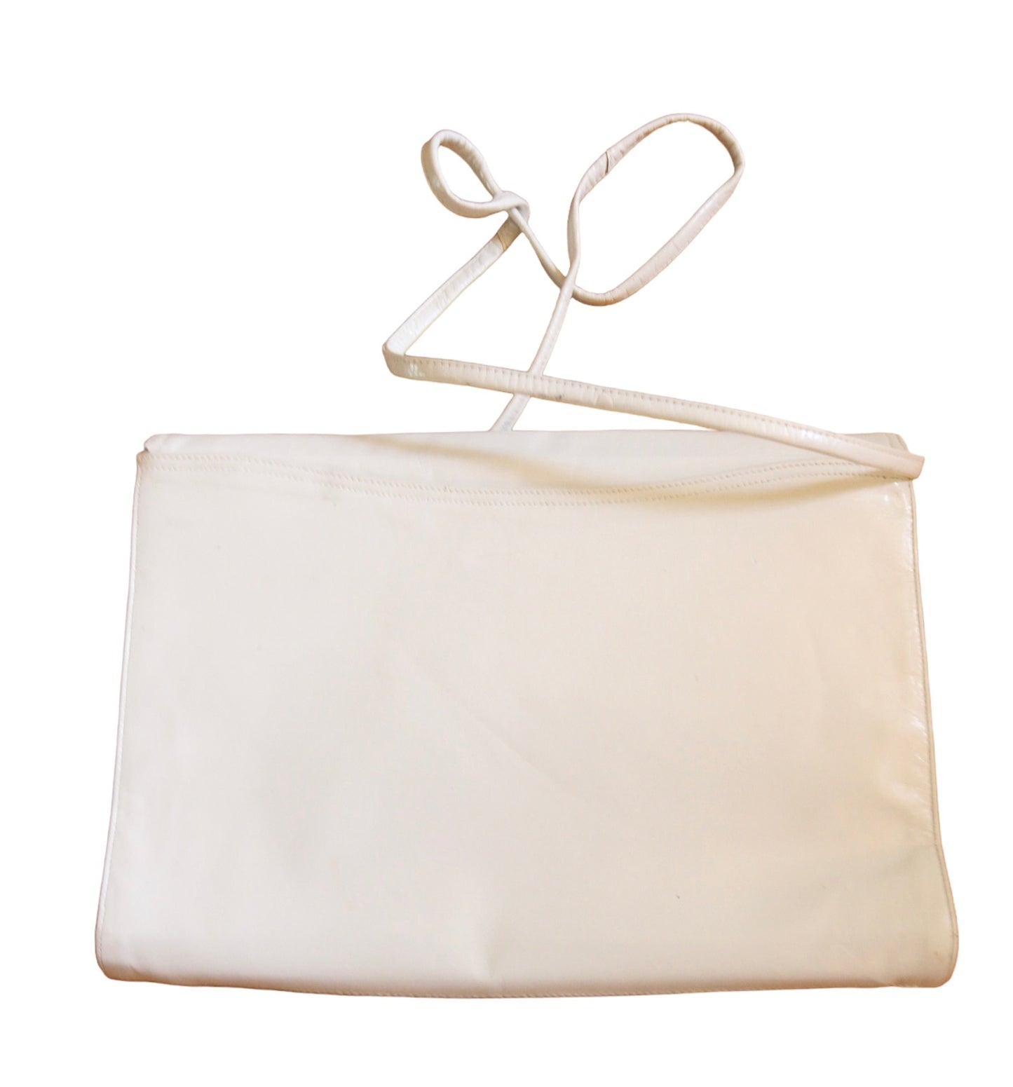 Gifting Vintage Handbag White and Navy Leather Envelope Purse