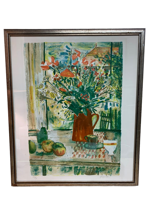 Art Vintage Jacques Petit Fleurs des champs Lithograph, DuBOSE Gallery Houston, Artist Signed and Numbered