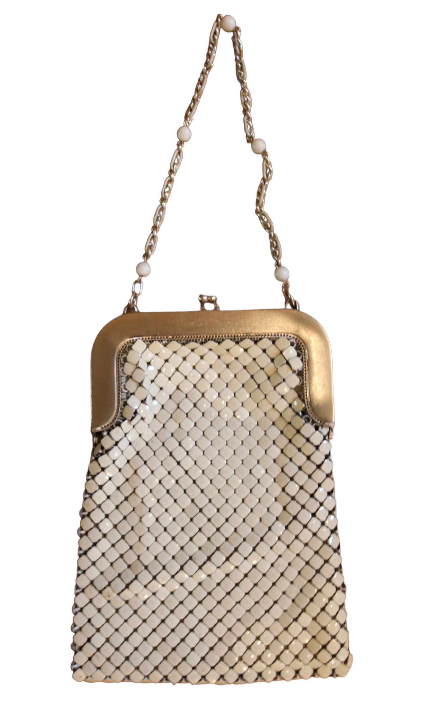 Whiting and davis hot sale white mesh purse