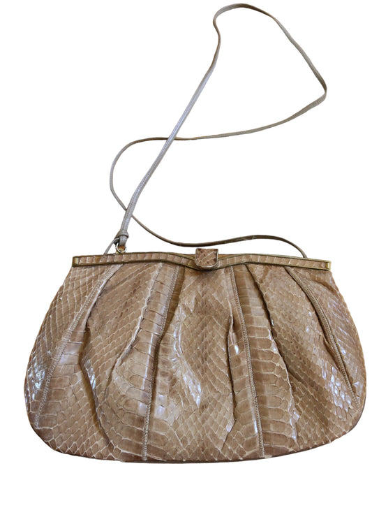 Gifting Vintage Palizzio Handbag Tan Snakeskin Crossbody Purse
