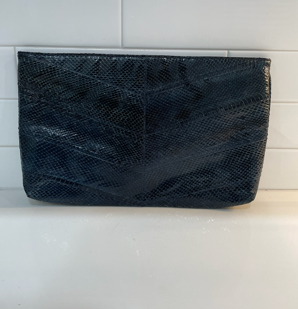 Gifting Vintage Handbag Blue Snake Skin Gabriela Clutch