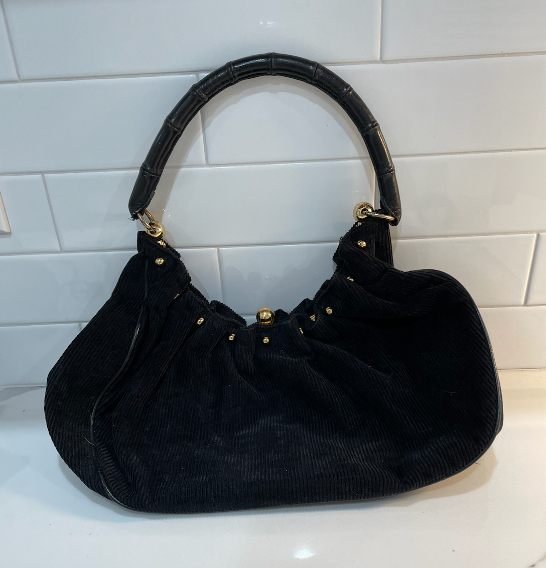 Gifting Vintage Lulu Guinness Handbag Black Corduroy Purse