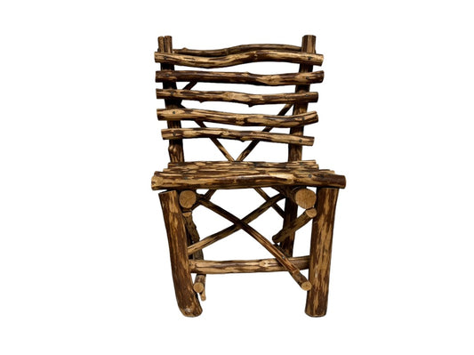 Vintage Torched Cedar Log Childs Chair