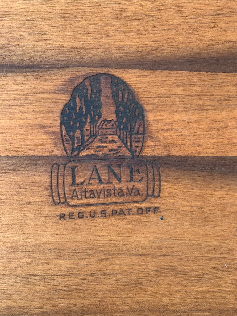 Vintage 1960 Lane 925-5 Walnut and Black Laminate End Tables Pair