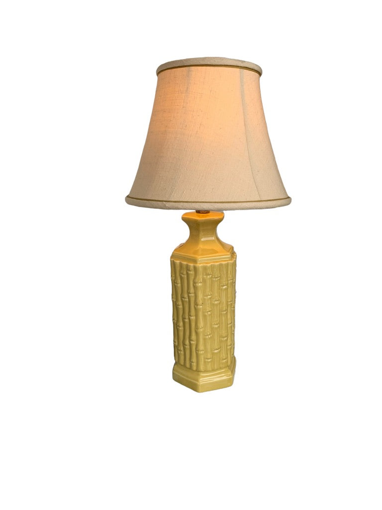 Vintage Yellow Bamboo Lamp