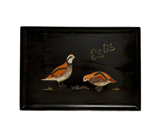 Monterey Couroc Two Quails Black Resin Serving Tray