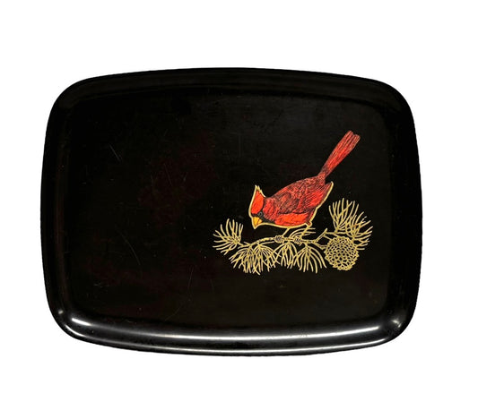 Monterey Couroc Red Cardinal Black Resin Tray