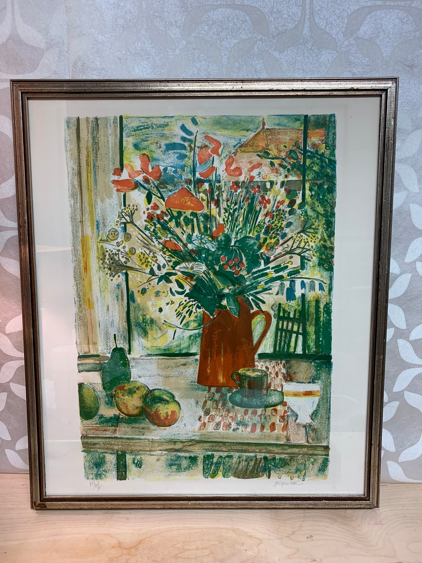 Art Work Vintage Jacques Petit Fleurs des champs Lithograph, DuBOSE Gallery Houston, Artist Signed and Numbered