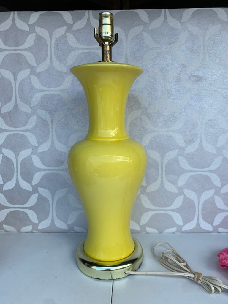 Vintage Lighting  1970's Egg Yellow Porcelain Table Lamp (Shade not included)