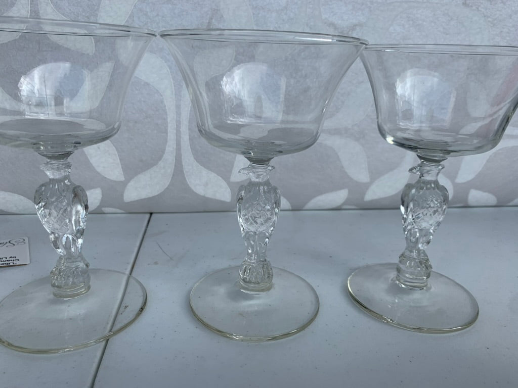 Entertainment Barware Set of 4 “Liberty Bell" (Eagle Stem) Champagne Coupe Bar Glasses by LIBBEY GLASS COMPANY - 1970s Cocktail Barware