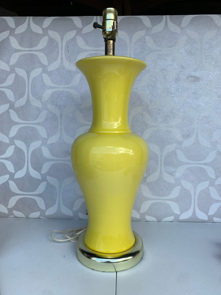 Lighting  Vintage 1970's Egg Yellow Porcelain Table Lamp (Shade not included)