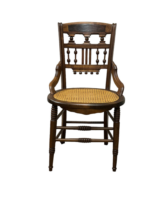 Antique Victorian Walnut and Cane arm Chair