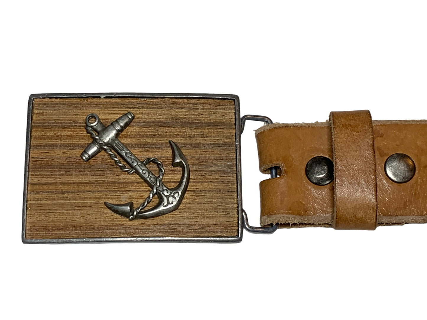 Gifting Vintage Belt Buckle Pewter and Wood Anchor Belt Buckle.