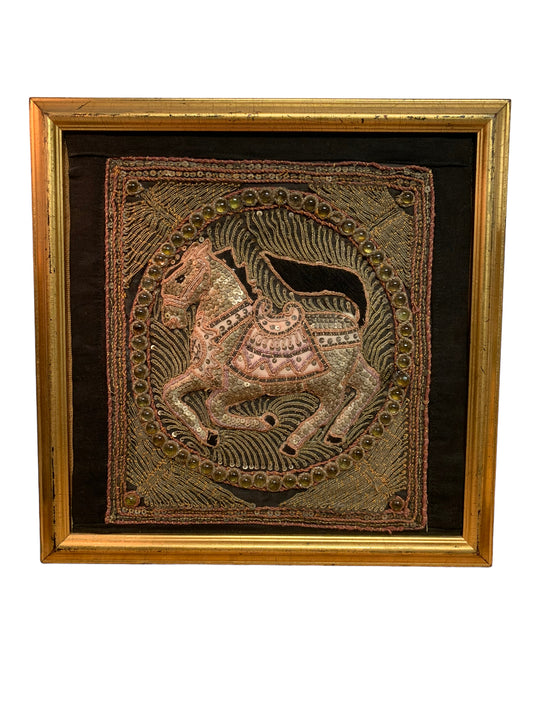 Art Vintage Framed Burmese Kalaga Tapestry Framed