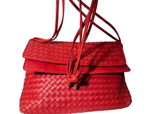 Marmi Made in Italy Red braided Leather Crossbody Handbag