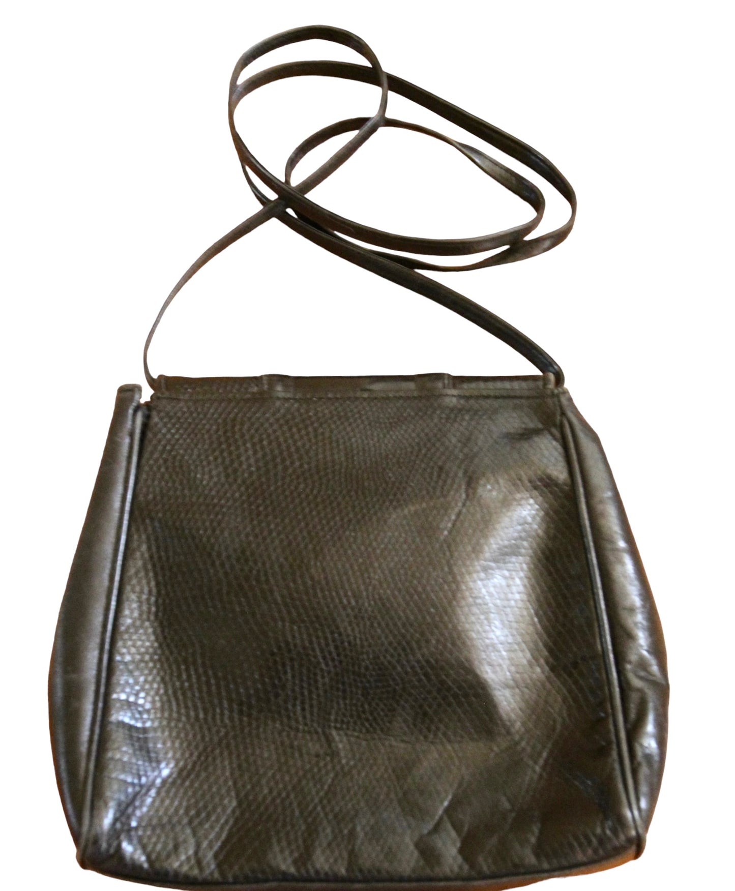 Gifting Vintage Hand Bag Barbara Bolan Black Snake Skinned Crossbody Purse
