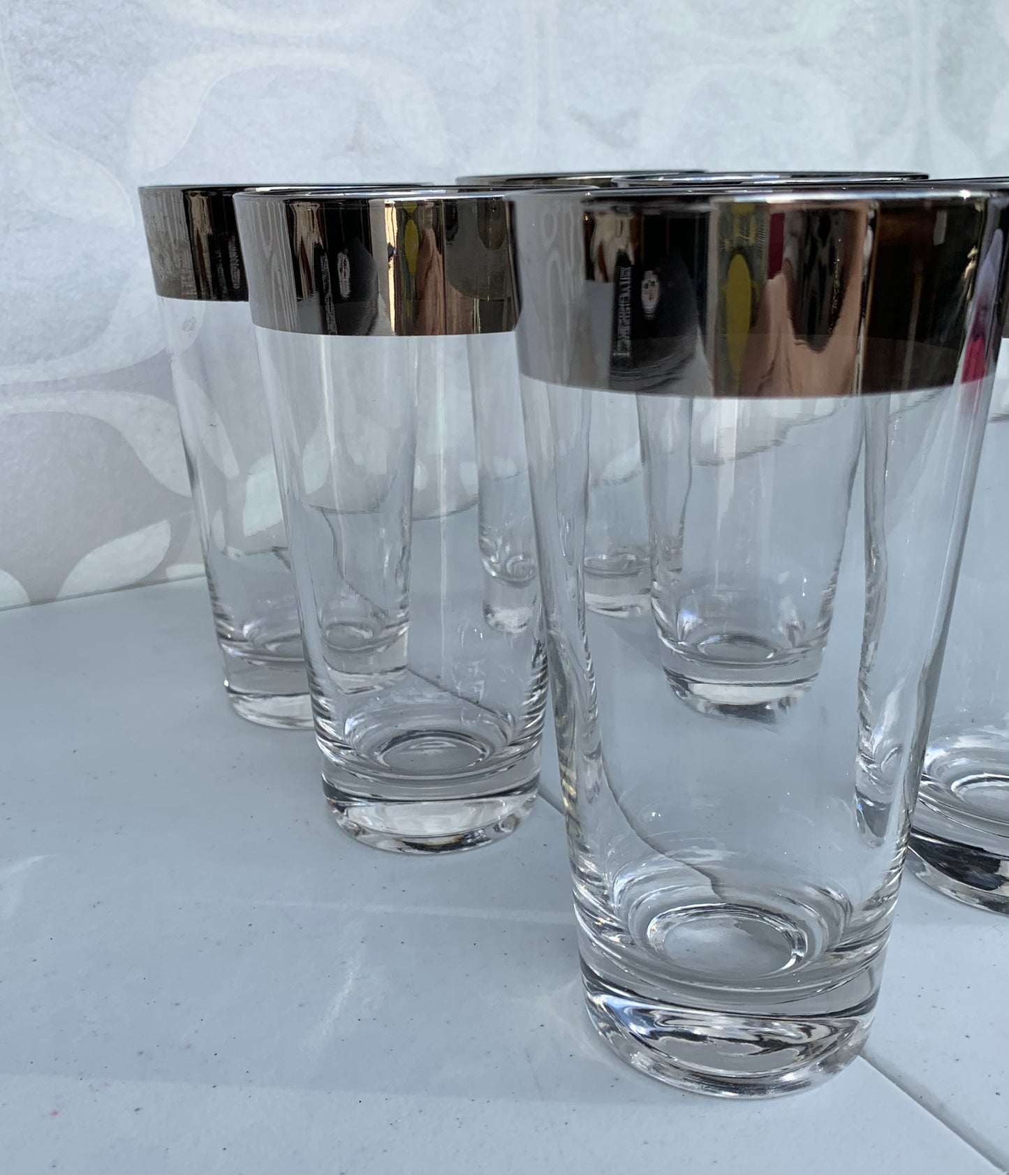 Vintage Barware Dorothy Thorpe Silver Band Flared Highball Glasses set of 6