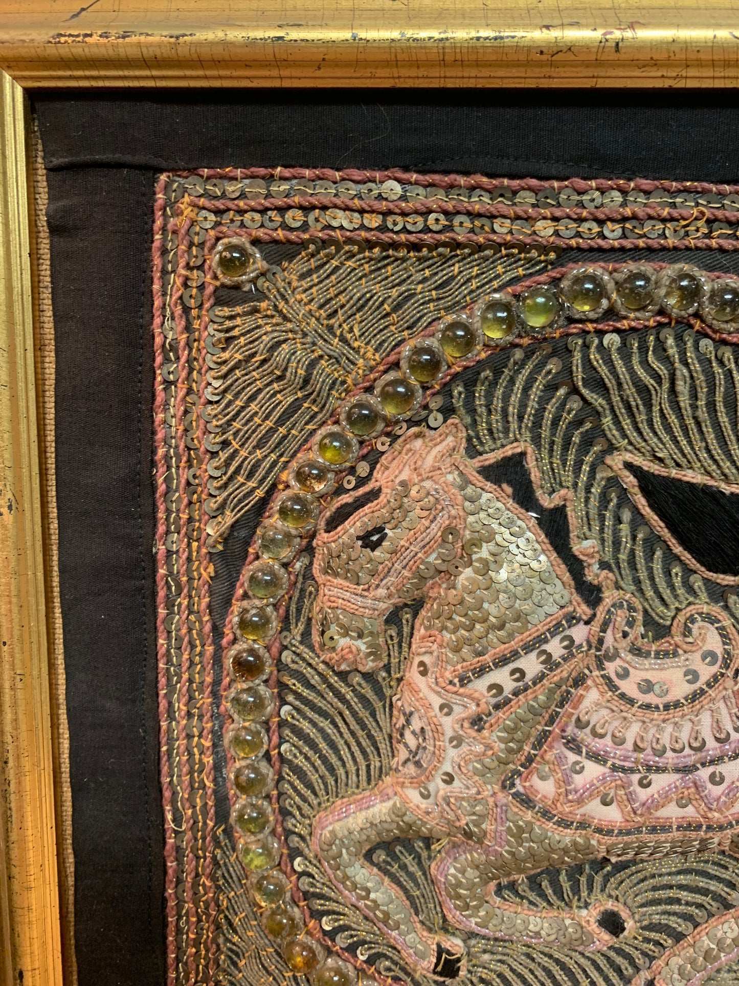 Art Work Vintage Framed Burmese Kalaga Tapestry Framed