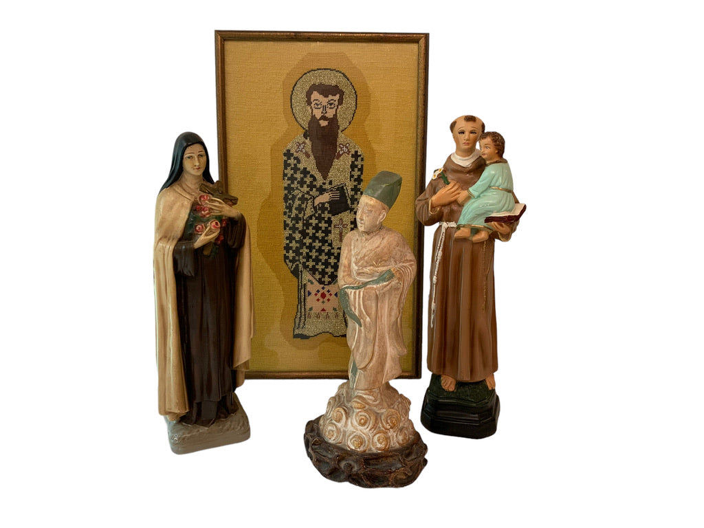 Vintage Religious Decor Saint Anthony of Padua Chalkware Religious Statue