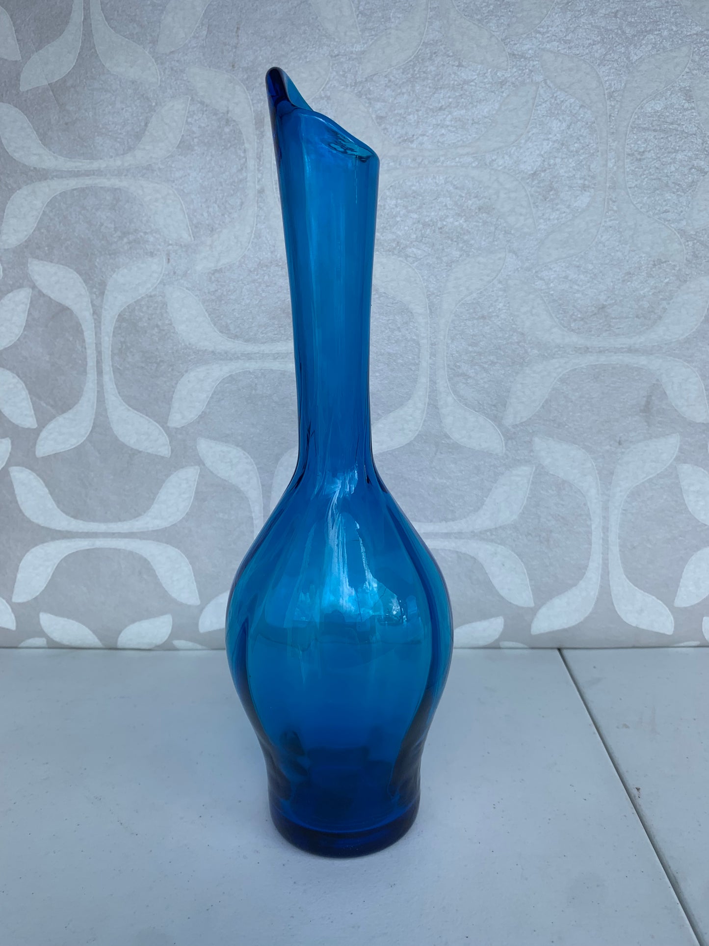 Vintage Blenko Vase 64D 11'' Turquoise Honey Vase Bud Vase