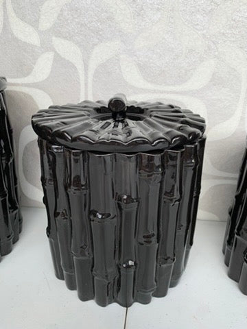 Vintage Entertainment Black Bamboo Canister Set of 4