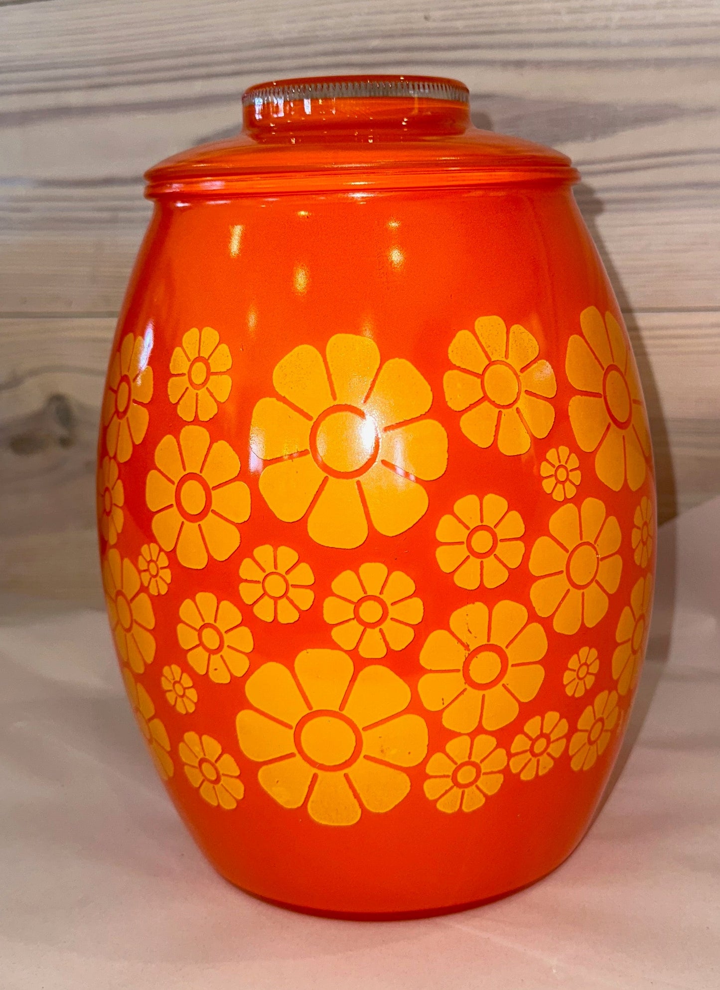 Vintage Cookie Jar by Bartlett Collins Glass “Flower Power”