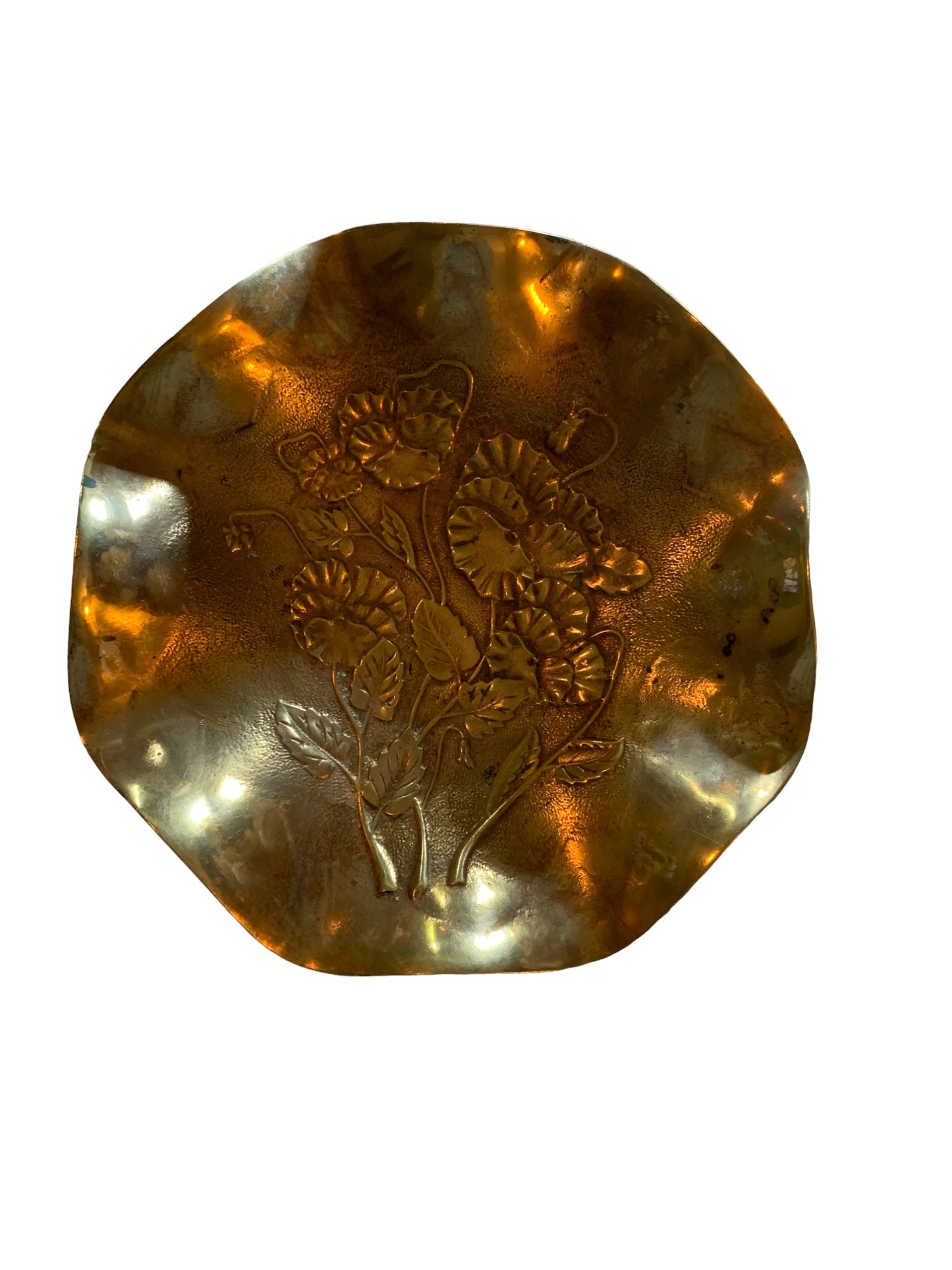 Decor Vintage Brass Floral, Decorative Trinket Dish