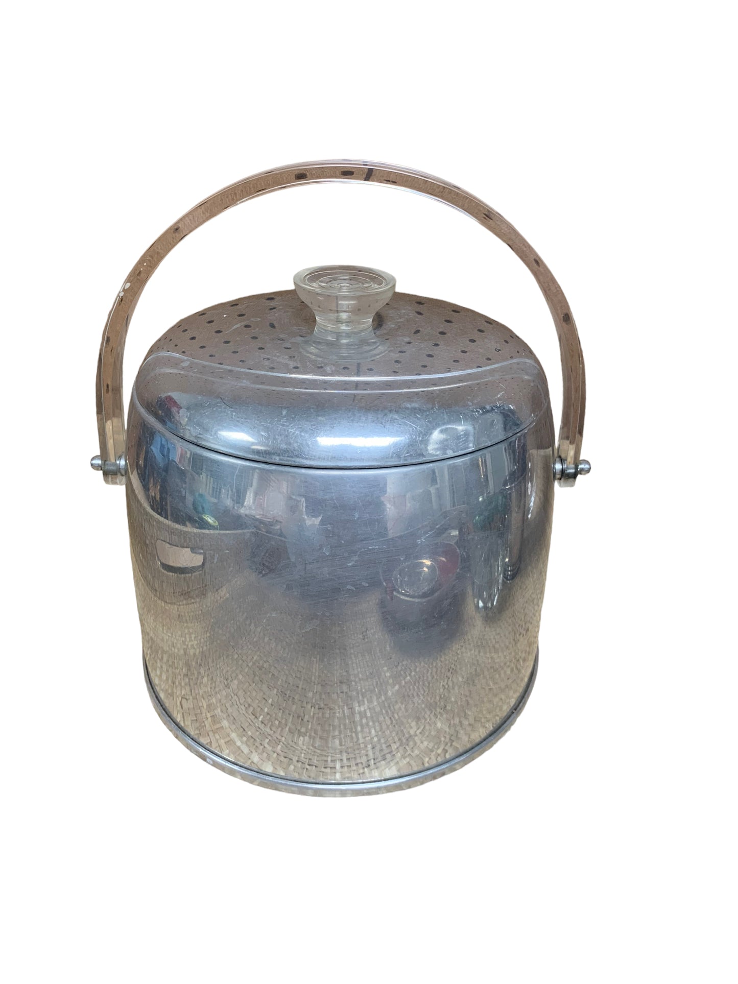 Table Top Vintage Kromex Aluminum Ice Bucket Handle and Lid