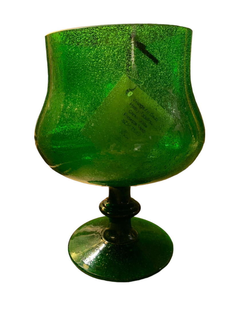 Vintage Blenko Green Footed Glass Vase