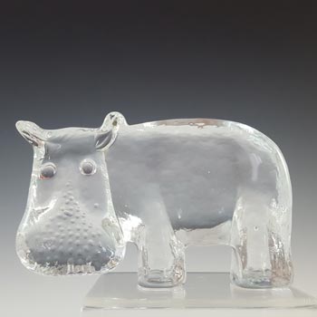 Decor Vintage Kosta Boda 1970s Glass Hippo Figure, Zoo Series by Bertil Vallien