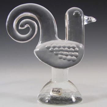 Decor Vintage Kosta Boda Glass Rooster Figure 1970s Zoo Series by Bertil Vallien