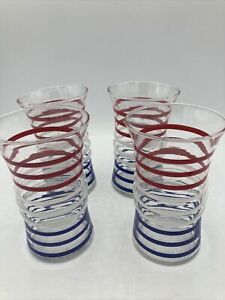 Anchor Hocking Red White and Blue Tumbler Bar Glasses
