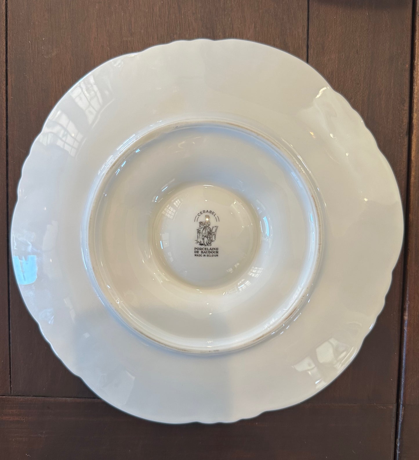 Table Top Vintage Oyster Plate Cerabel Porcelaine De Baudour Vintage 9" with Gold Trim Made in Belgium 1960s-1970s