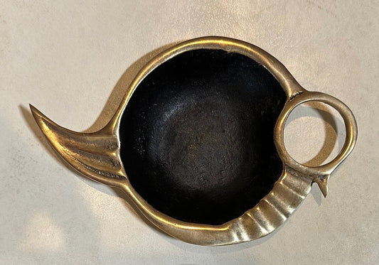 Decor Vintage MCM Brass with Black Bird Trinket Dish or Ashtray