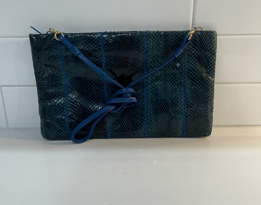 Gifting Vintage Handbag Clemente Blue Snakeskin Crossbody