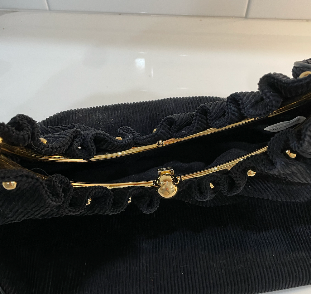Gifting Vintage Lulu Guinness Handbag Black Corduroy Purse